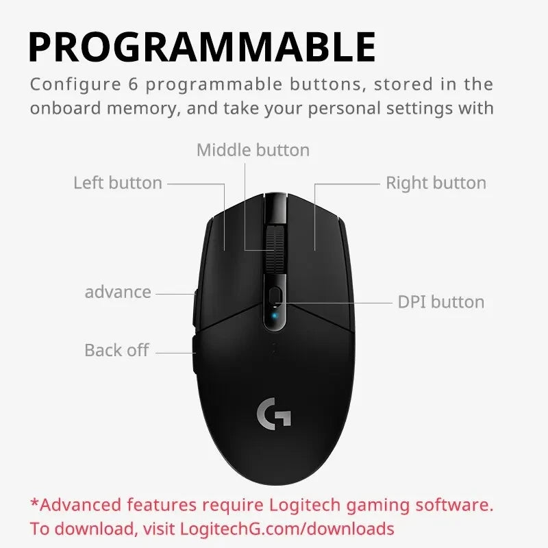 Logitech G304 G305  Wireless Mouse Gaming Esports Peripheral Programmable Office Desktop Laptop Mouse LOL